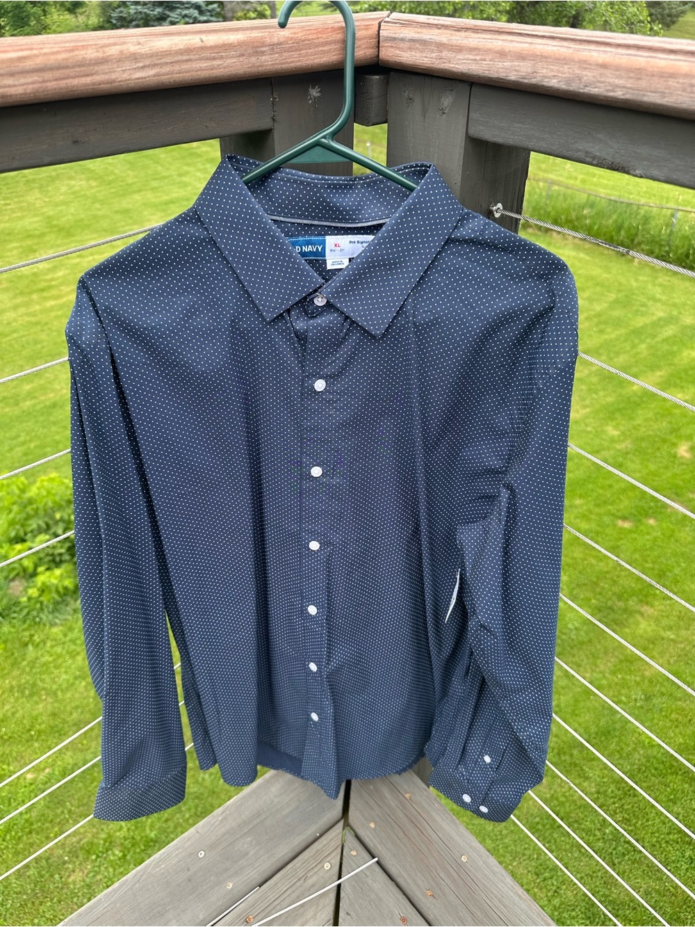 NWT Old Navy Men's Navy Blue Microdot Button-Down Shirt